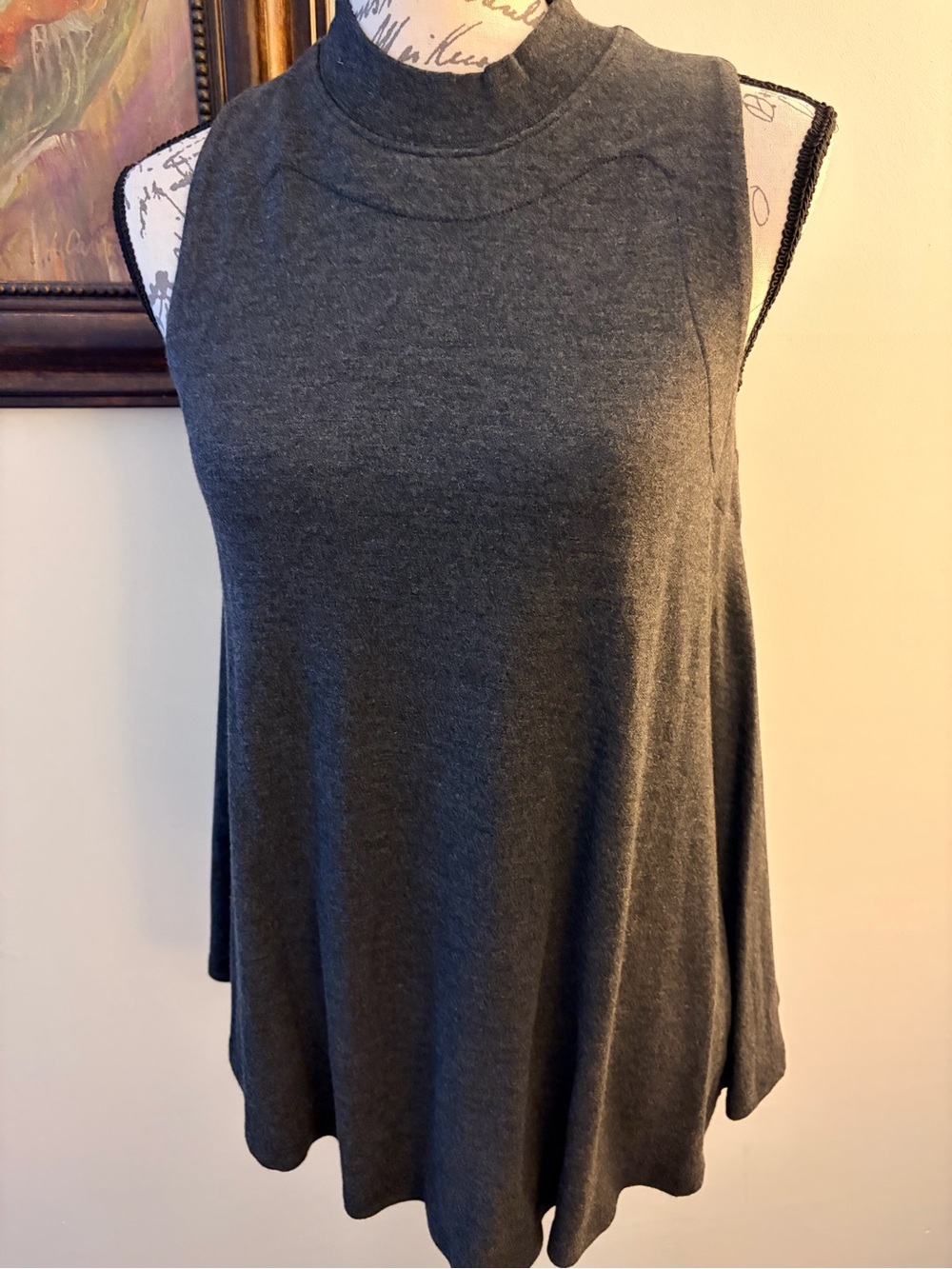 Lilla P Charcoal Gray Sleeveless Mock Neck Swing Tank